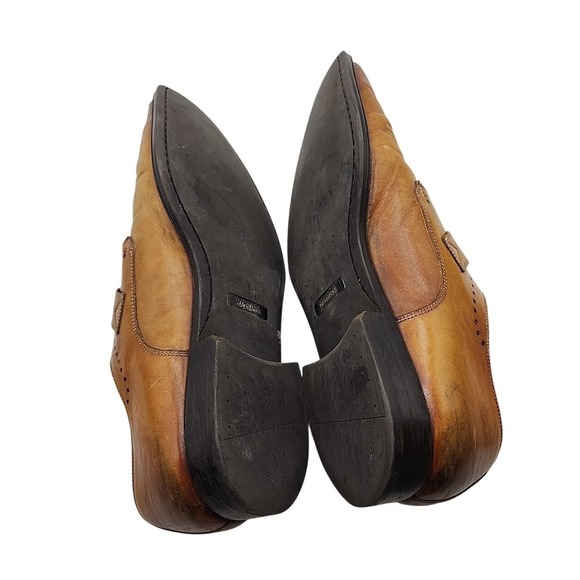 Magnanni Mallory Brown Leather Monk Strap Dress Shoe Slip On Loafers Size 9 - Picture 11 of 11